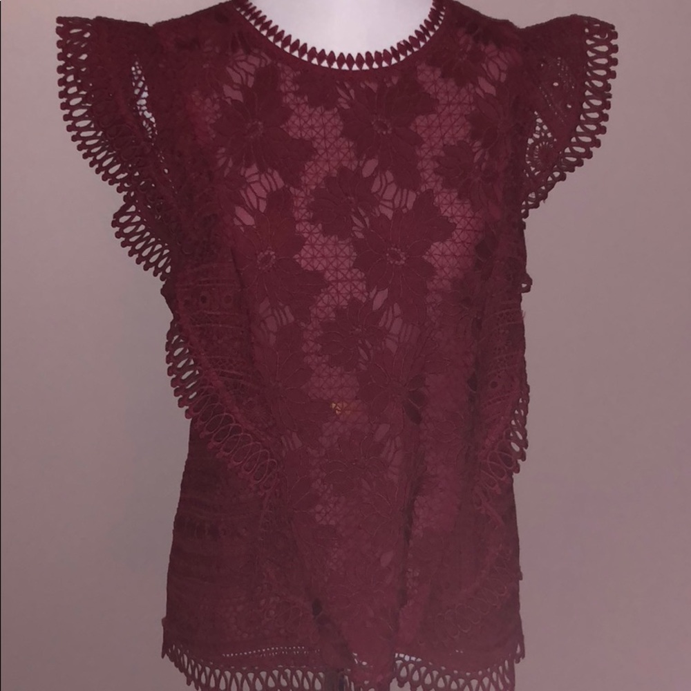 Cranberry Red Guest Editor Top. Gorgeous Lace! - image 3